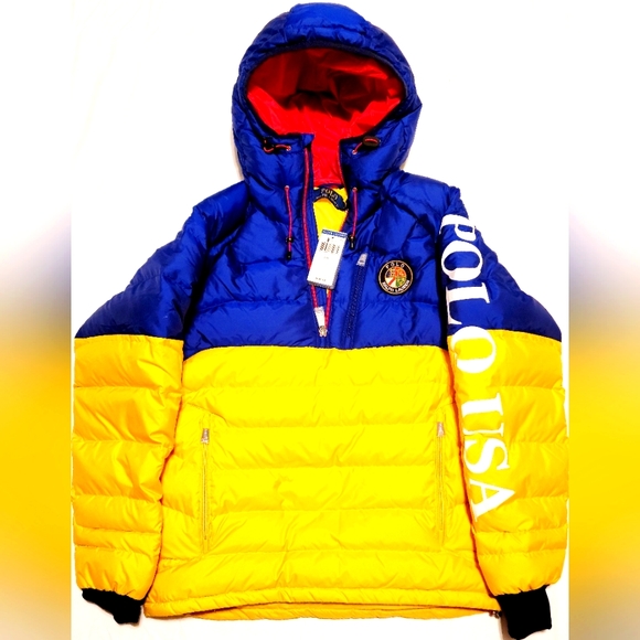 Polo Ralph Lauren USA Down 1/4 Zip Pullover Puffer Jacket Men’s Sz Small NWT - Picture 2 of 9